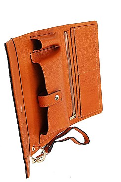 CHIC FAUX LEATHER PHONE ORGANIZER FASHION SLING WALLET WITH WRISTLET JYWDX-0006