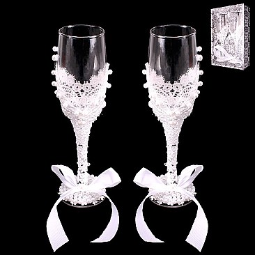 LACE CLASSY WEDDING WINE GLASSES SLWED10038