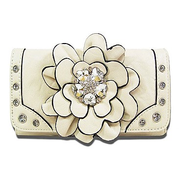 Rhinestone Flower Wallet