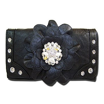 Rhinestone Flower Wallet