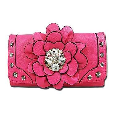 Rhinestone Flower Wallet