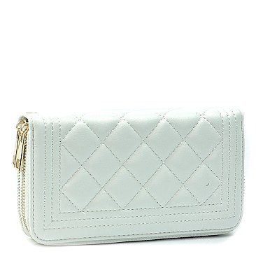 Quilted Wristlet Double zipper Wallet