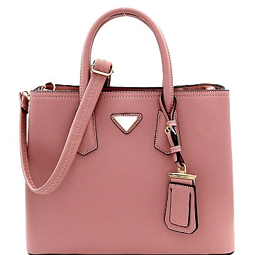 Triangular Logo Structured Saffiano Satchel