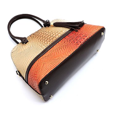Crocodile Colorblock 2-in-1 Dome Satchel