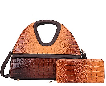 2 in 1 Crocodile Satchel Set With Wallet - High Quality