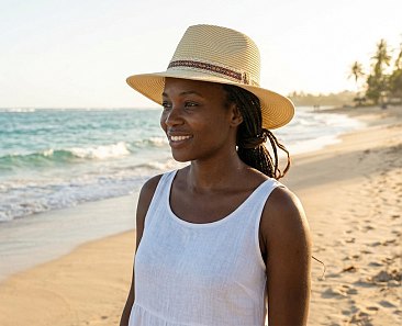  Ladies Accented Fedora Straw Hat