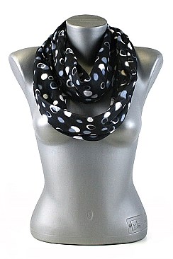 Pack of (12 Pieces) Assorted Color Trendy Polka Dot Infinity Scarves FM-WISF109