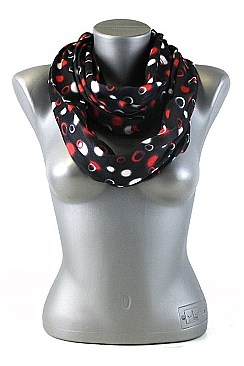Pack of (12 Pieces) Assorted Color Trendy Polka Dot Infinity Scarves FM-WISF109