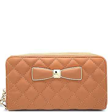 Quilted Double Zipper Bow Design Classic Wallet