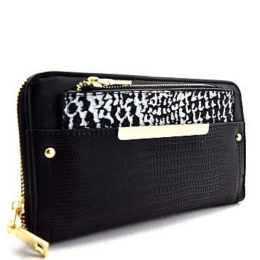 Snake Print Double Color Wallet with Pouch