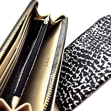 Snake Print Double Color Wallet with Pouch