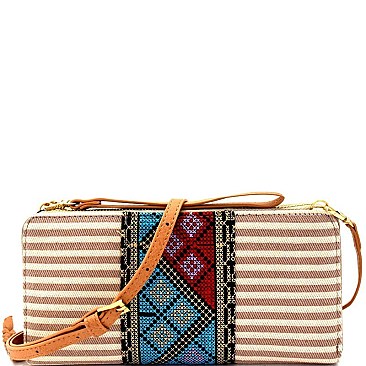 Aztec & Stripe Print Versatile Organizer Cross Body  MH-WLS55358