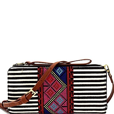 Aztec & Stripe Print Versatile Organizer Cross Body  MH-WLS55358