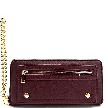 Chic Zipper Accent Phone Holder Convertible Wristlet