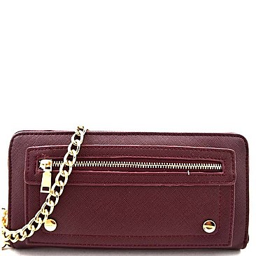 Chic Zipper Accent Phone Holder Convertible Wristlet