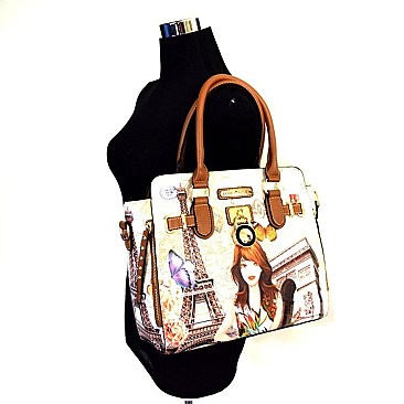 Illustration Multi Pocket Padlock Picture Tote