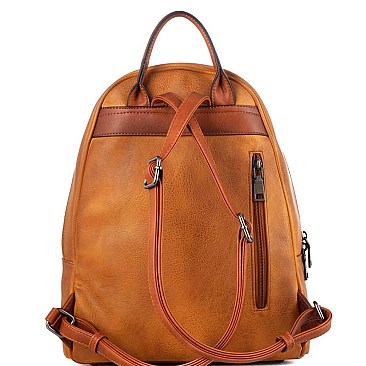 Stylish Brushed Texture Two-Tone Rustic Backpack MH-WS19178