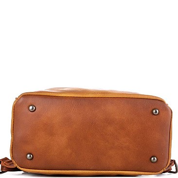 Stylish Brushed Texture Two-Tone Rustic Backpack MH-WS19178