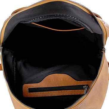 Stylish Brushed Texture Two-Tone Rustic Backpack MH-WS19178