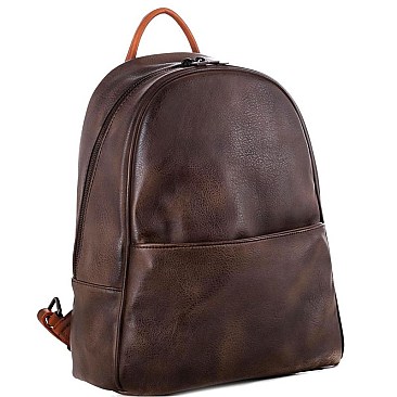 Stylish Brushed Texture Two-Tone Rustic Backpack MH-WS19178