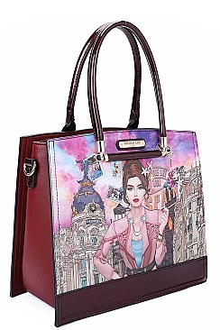 Nicole Lee LONG STRAPPED WELCOME TO SPAIN PRINT TOTE BAG