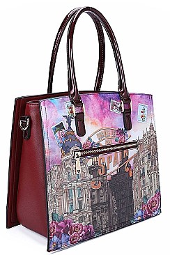 Nicole Lee LONG STRAPPED WELCOME TO SPAIN PRINT TOTE BAG