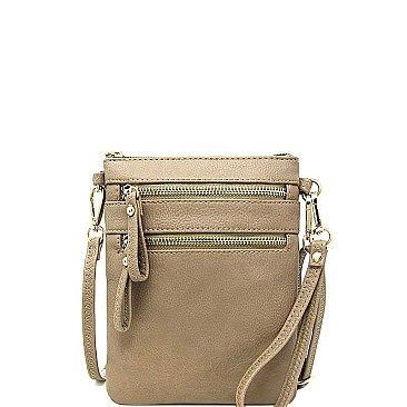 TRENDY FAUX LEATHER STYLISH MULTI POCKET CROSSBODY SLING BAG JYWU-002