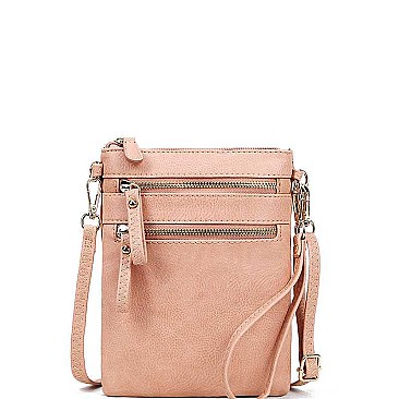 TRENDY FAUX LEATHER STYLISH MULTI POCKET CROSSBODY SLING BAG JYWU-002