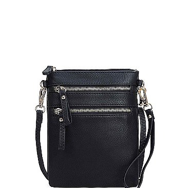 TRENDY FAUX LEATHER STYLISH MULTI POCKET CROSSBODY SLING BAG JYWU-002