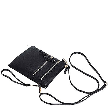 TRENDY FAUX LEATHER STYLISH MULTI POCKET CROSSBODY SLING BAG JYWU-002