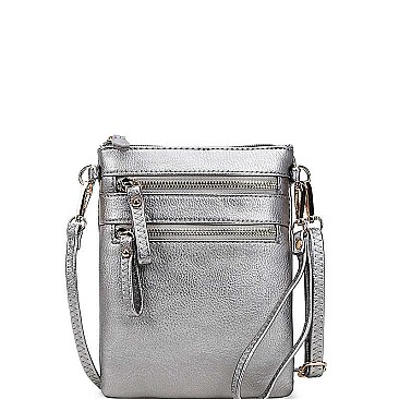 TRENDY FAUX LEATHER STYLISH MULTI POCKET CROSSBODY SLING BAG JYWU-002