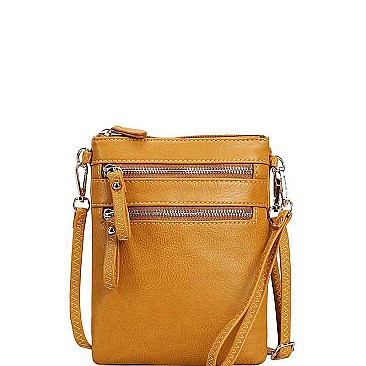 TRENDY FAUX LEATHER STYLISH MULTI POCKET CROSSBODY SLING BAG JYWU-002