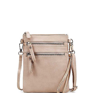 TRENDY FAUX LEATHER STYLISH MULTI POCKET CROSSBODY SLING BAG JYWU-002