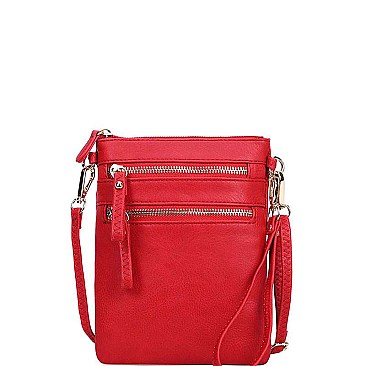 TRENDY FAUX LEATHER STYLISH MULTI POCKET CROSSBODY SLING BAG JYWU-002