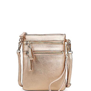 TRENDY FAUX LEATHER STYLISH MULTI POCKET CROSSBODY SLING BAG JYWU-002