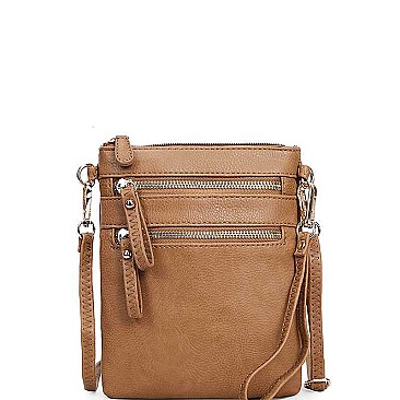 TRENDY FAUX LEATHER STYLISH MULTI POCKET CROSSBODY SLING BAG JYWU-002