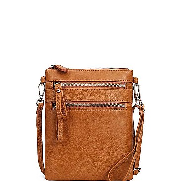 TRENDY FAUX LEATHER STYLISH MULTI POCKET CROSSBODY SLING BAG JYWU-002