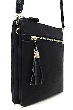 CHIC FAUX LEATHER TASSLED ZIP FASHION CROSSBODY BAG JYWU-022