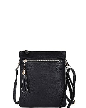 CHIC FAUX LEATHER TASSLED ZIP FASHION CROSSBODY BAG JYWU-022