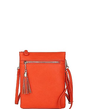 CHIC FAUX LEATHER TASSLED ZIP FASHION CROSSBODY BAG JYWU-022