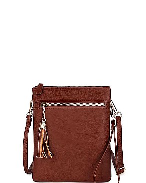 CHIC FAUX LEATHER TASSLED ZIP FASHION CROSSBODY BAG JYWU-022