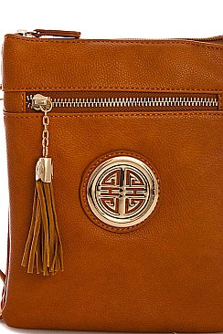 Stylish Hardware Logo Accent Multi Compartment Crossbody Bag JYWU-022-L