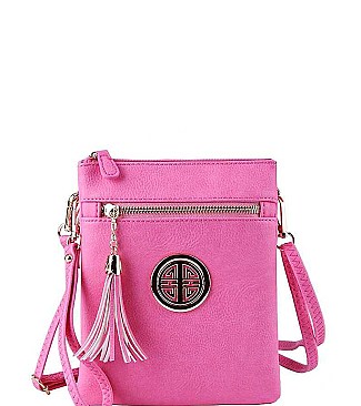 Stylish Hardware Logo Accent Multi Compartment Crossbody Bag JYWU-022-L