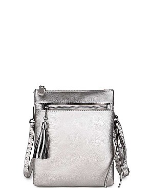 CHIC FAUX LEATHER TASSLED ZIP FASHION CROSSBODY BAG JYWU-022