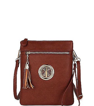 Stylish Hardware Logo Accent Multi Compartment Crossbody Bag JYWU-022-L