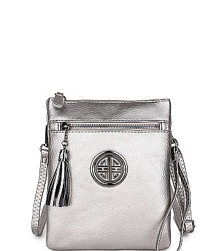 Stylish Hardware Logo Accent Multi Compartment Crossbody Bag JYWU-022-L