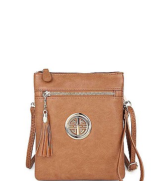 Stylish Hardware Logo Accent Multi Compartment Crossbody Bag JYWU-022-L