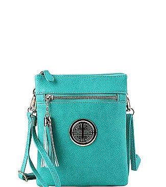 Stylish Hardware Logo Accent Multi Compartment Crossbody Bag JYWU-022-L