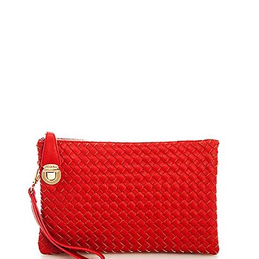 FASHION CUTE TRENDY SMOOTH PU LEATHER WOVEN CLUTCH CROSSBODY BAG WITH TWO STRAPS  JYWU-042