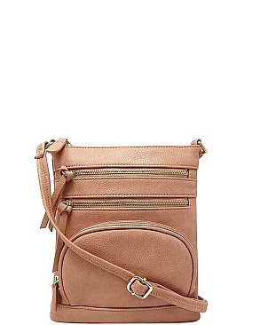 STYLISH FAUX LEATHER MULTI POCKET FASHION CROSSBODY BAG JYWU-078